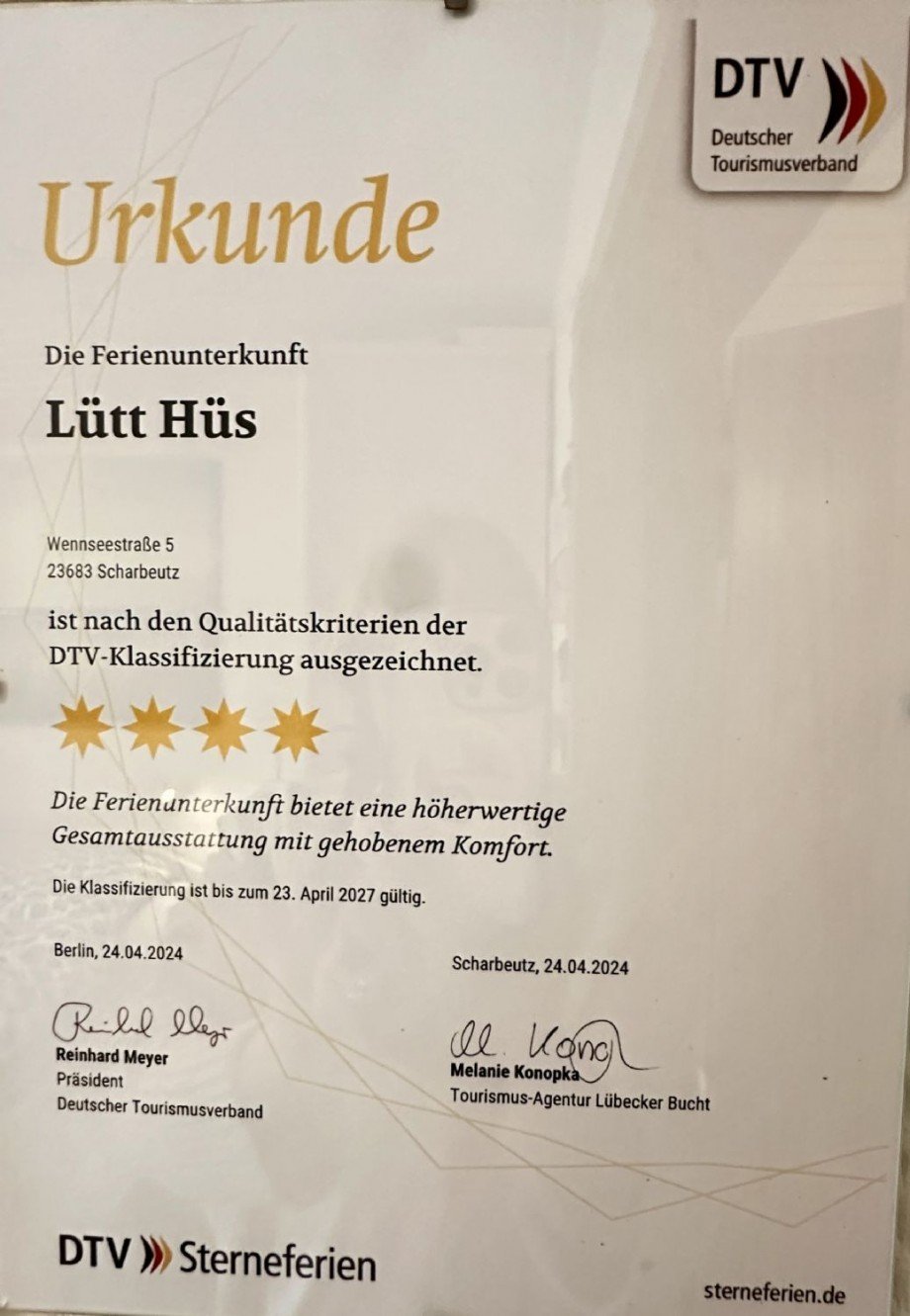 DTV-Klassifizierung Erdgeschosswohnung Scharbeutz